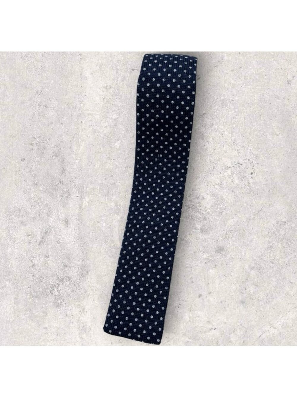 RODA Wool Knit Tie ITALY Navy White Geometric W:2" EUC